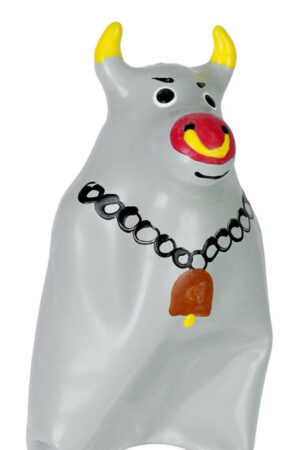 CONDOMERIE - HANDPAINTED NOVELTY CONDOMS GREY BULL MODEL XL