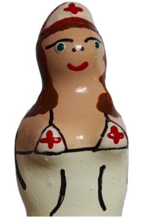 CONDOMERIE - HANDPAINTED NOVELTY CONDOMS NURSE BRUNETTE