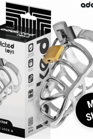 ADDICTED TOYS LOCKED - SILVER LOCK PENIS CAGE METAL SIZE M