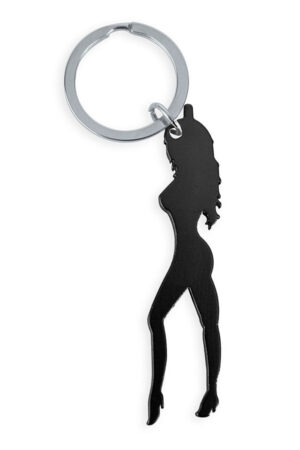 DIABLO PICANTE - KEYRING WITH FEMALE SILHOUETTE IN BLACK COLOR WITH BEER OPENER