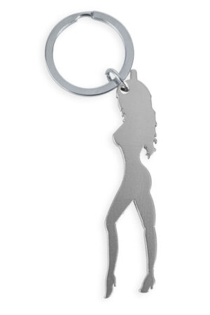 DIABLO PICANTE - KEYRING WITH FEMALE SILHOUETTE IN SILVER COLOR WITH BEER OPENER