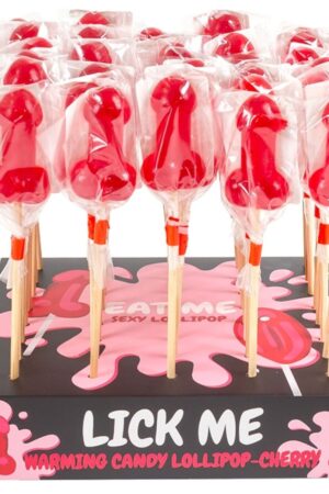 SECRETPLAY - CHERRY CANDY PENIS LOLLIPOP DISPLAY WITH SPICY HEAT EFFECT (40 UNITS)