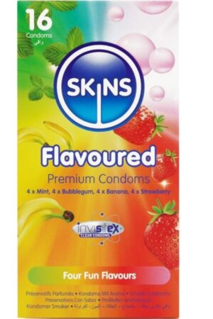 SKINS - MULTI FLAVORS PREMIUM CONDOMS PACK 16