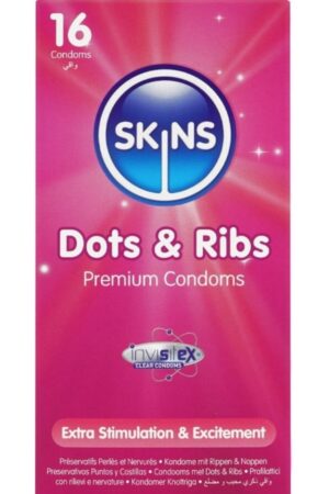 SKINS - DOTS & RIBS PREMIUM CONDOMS PACK 16