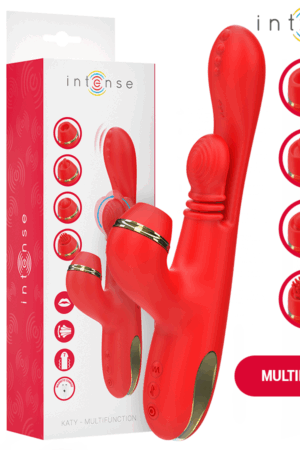 INTENSE - KATY MULTIFUNCTION CLITORIS STIMULATOR 4 INTERCHANGEABLE HEADS RED