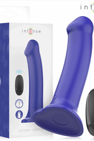 INTENSE - VICTORIA VIBRATOR WITH SUCTION CUP 10 VIBRATIONS DARK BLUE REMOTE CONTROL