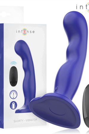INTENSE - SHORTY VIBRATOR WITH SUCTION CUP BLUE REMOTE CONTROL