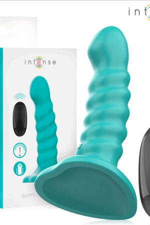 INTENSE - BUFFY VIBRATOR SIZE S SPIRAL DESIGN 10 VIBRATIONS BLUE REMOTE CONTROL