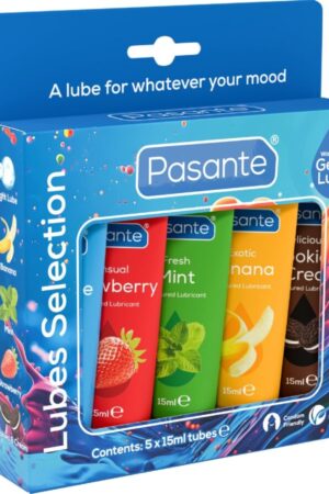 PASANTE - PACK ASSORTED FLAVOR LUBRICANTS 5 UNITS X 15 ML