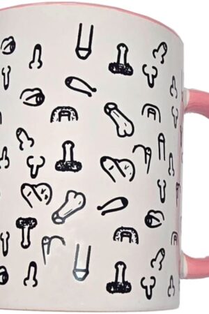 DIABLO PICANTE - WHITE PENIS MUG WITH PINK HANDLE 370 M