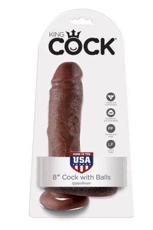 KING COCK 8" COCK BROWN WITH BALLS 20.3 CM