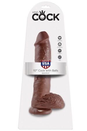 KING COCK - 10 DILDO BROWN WITH BALLS 25.4 CM