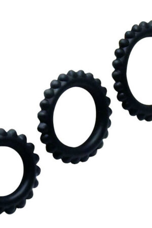 BAILE - TITAN SET 3 PCS COCK RING BLACK 2.8 + 2.4 + 1.9 CM