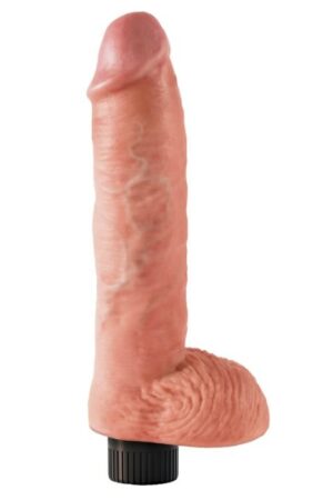 KING COCK - DILDO VIBRADOR CON TESTÍCULOS 25.5 CM COLOR NATURAL