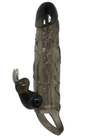 BAILE - BRAVE MAN PENIS COVER WITH RABBIT BLACK 16.5 CM