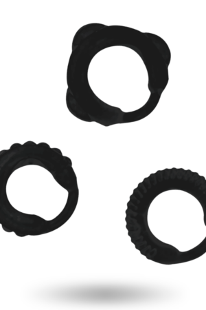 ADDICTED TOYS - SET 3 ANILLOS PENE NEGRO
