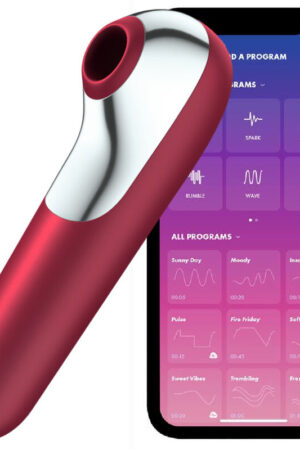 SATISFYER - DUAL LOVE VIBRATOR AND SUCTIONER WITH PULSED AIR RED