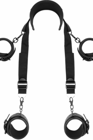 FETISH SUBMISSIVE - MASTER POSITION WITH 4 NOPRENE-LINED HANDCUFFS